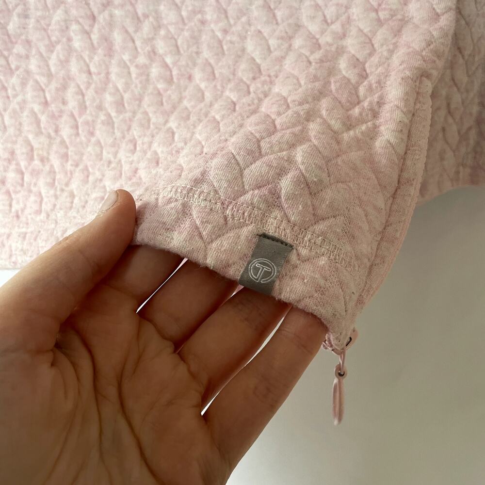 T by Talbots pink quilted boat neck sweater women's size MP casual warm top - Picture 5 of 8